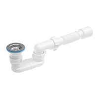 Сифон для душевого поддона "АНИ" E015, 1 1/2", плоский, с гофрированной трубой 40 x 50 мм