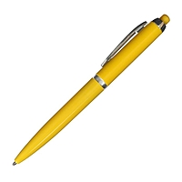 Ручка шариковая автоматическая Лого корпус желтый с серебристыми вставками, стержень синий