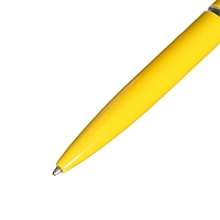 Ручка шариковая автоматическая Лого корпус желтый с серебристыми вставками, стержень синий