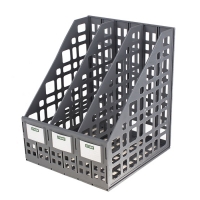 Лоток для бумаг cборный, вертикальный, 3 отделения, серый