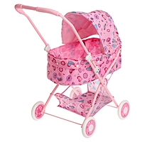 Коляска для кукол с корзиной, зимняя, металлический каркас, МИКС