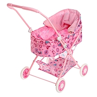 Коляска для кукол с корзиной, зимняя, металлический каркас, МИКС