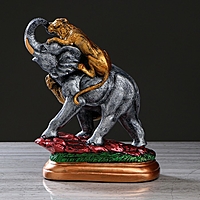 Статуэтка "Слон с тиграми" цветной , 35см