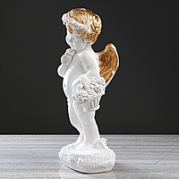 Статуэтка "Ангел с корзиной" бело-золотой, 48см