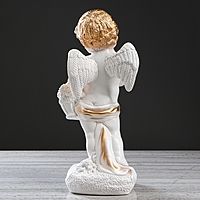Статуэтка "Ангел с корзиной" бело-золотой, 48см