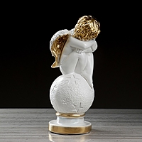 Статуэтка "Ангел на шаре со звёздами" бело-золотой, 40см