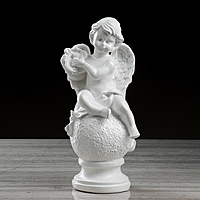 Статуэтка "Ангел с арфой, на шаре, белый, 34см