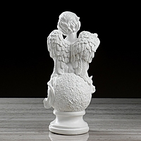 Статуэтка "Ангел с арфой, на шаре, белый, 34см