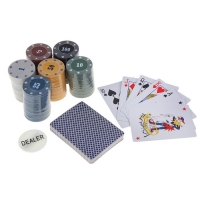 Набор для покера "Профессиональный": 120 фишек, 2 колоды карт по 54 шт., сукно, металлическая овальная коробка