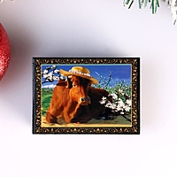 Шкатулка «Корова в шляпке», 6х9 см, лаковая миниатюра