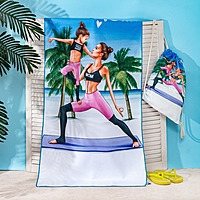 Полотенце пляжное в сумке Этель "Yoga mom", 70*140 см, микрофибра, 100% п/э