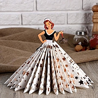 Салфетница "Девушка горничная", цветная наклейка