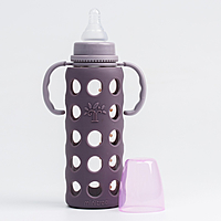 Бутылочка в силиконовом чехле, стекло, 240 мл., цвет МИКС для девочки