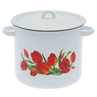 Кастрюля цилиндрическая 5,5 л "Тюльпаны", цвет белый