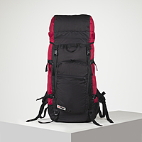 Рюкзак тур Оптимал 1, 70л, отд на шнурке, н/карман, 2 бок сетки, черный/вишня