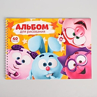 Альбом д/рис А4 40л на гребне СМЕШАРИКИ  "Крош и Нюша"