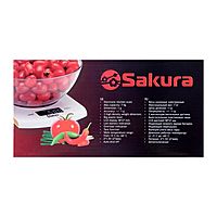 Весы кухонные Sakura SA-6068A, электронные, до 7 кг, от 2хААА, бело-оранжевые