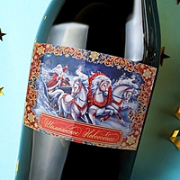 Наклейка на бутылку "Шампанское Новогоднее" Дед Мороз, 12х8 см