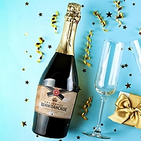 Наклейка на бутылку «Свадебное шампанское»  золото, 12 × 8 см