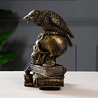 Копилка "Ворон на черепе", цвет черно-золотой, 28 см