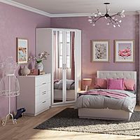 Шкаф угловой «Тиффани» №35, с зеркалом, 1070×1070×2250 мм, цвет белый текстурный