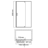 Душевая дверь WasserKRAFT 74P05, 1200 х 2000 мм, распашная, прозрачная