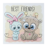 Картина "Зайка и мишка - лучшие друзья" 35х35 см
