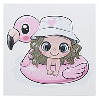 Картина "Девочка на фламинго" 35х35 см