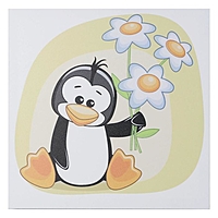 Картина "Пингвин с ромашками" 35х35 см