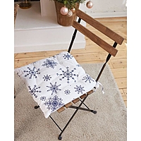 Сидушка на стул "Синие снежинки" 42х42х7 см, 100% хлопок, 164 г/м2