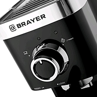 Кофеварка BRAYER BR1100, рожковая, 1500 Вт, 1.25 л, капучинатор, чёрная