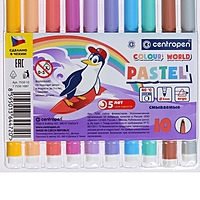 Фломастеры 10 цветов, Centropen Colour World Pastel 7550/10 TP, пастельные, в блистере