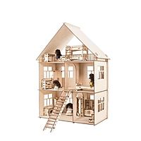 Конструктор-кукольный домик «Коттедж с мебелью» из дерева