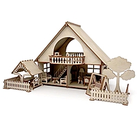 Конструктор-кукольный домик «Летний дом с беседкой и качелями» из дерева