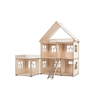 Конструктор-кукольный домик «Коттедж с пристройкой» из дерева