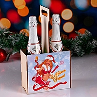 Ящик под шампанское "С Новым Годом!" снегурка с шампанским