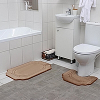 Набор ковриков для ванны и туалета 2 шт 40х50, 50х80 см "Гранж" цвет бежевый