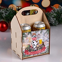 Ящик под пиво "С Новым годом!" бычок с пивом