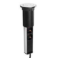 Розетка выдвижная Luazon, 16 А, трёхместная, в стол, 2xUSB, 2.1 A, серебряная