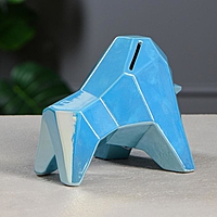 Копилка "Бык", оригами, синий жемчуг, 18 см