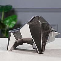Копилка "Бык", оригами, серебристый цвет, 18 см