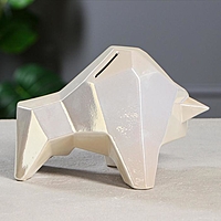 Копилка "Бык", оригами, белый жемчуг, 18 см