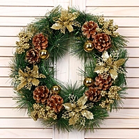 Венок новогодний d-30 см "Золотое сияние"