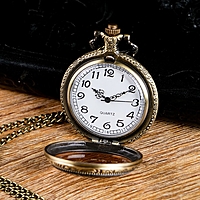 Часы карманные "Бронзовый каркас", кварцевые, на цепочке 80 см, d=4.5 см