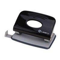 Дырокол 20 листов с линейкой Metallic черный