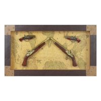 Сувенирное изделие в раме, четыре мушкета на карте мира