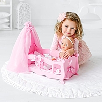 Кроватка для кукол  с постельным бельем и балдахином (коллекция "Diamond princess" розовый).