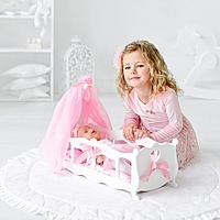 Кроватка для кукол с постельным бельем и балдахином (коллекция "Diamond princess" белый).