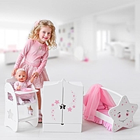 Игрушка детская: кроватка для кукол звездочка с постельным бельем и балдахином (коллекция "D