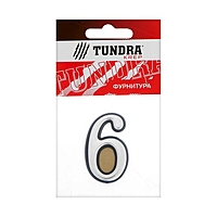 Цифра дверная "6" TUNDRA, пластиковая, цвет хром, 1 шт.